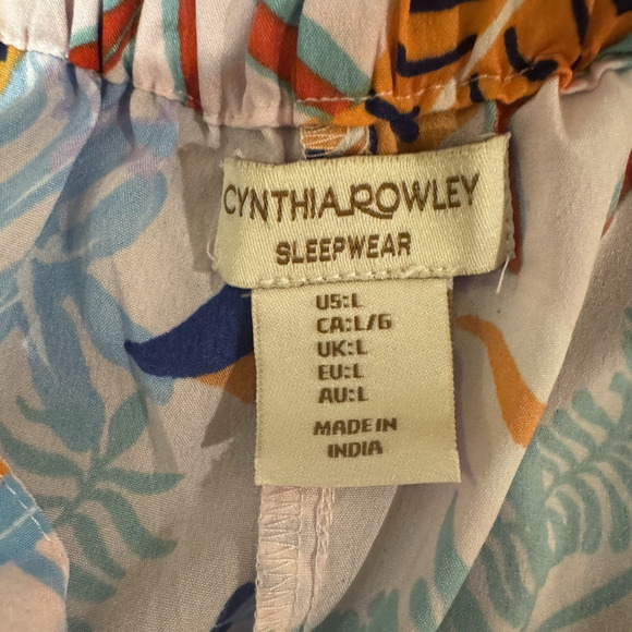 Cynthia Rowley Womens Pajamas L Short Set Tiger Jungle Print Button Sleepwear PJ - Picture 7 of 12